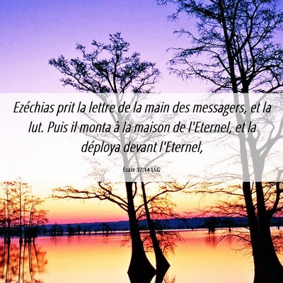 Picture 06 - Ésaïe 37:14 LSG - Ezéchias prit la lettre de la main des - Bible Verse Picture