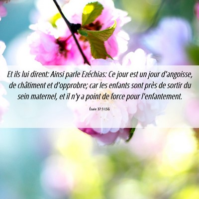 Picture 06 - Ésaïe 37:3 LSG - Et ils lui dirent: Ainsi parle Ezéchias: Ce jour - Bible Verse Picture