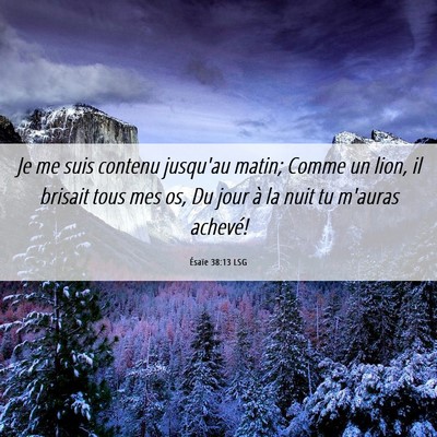 Picture 06 - Ésaïe 38:13 LSG - Je me suis contenu jusqu'au matin; Comme un lion, - Bible Verse Picture