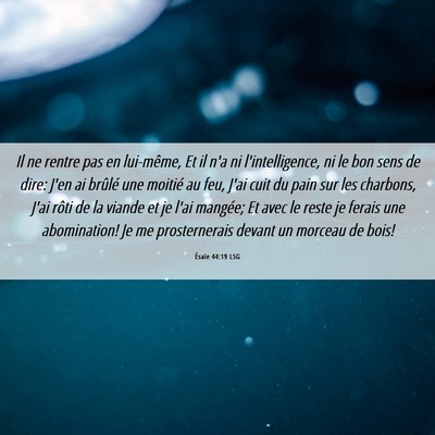 Picture 06 - Ésaïe 44:19 LSG - Il ne rentre pas en lui-même, Et il n'a ni - Bible Verse Picture