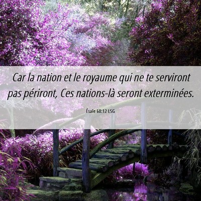 Picture 06 - Ésaïe 60:12 LSG - Car la nation et le royaume qui ne te serviront - Bible Verse Picture