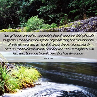 Picture 06 - Ésaïe 66:3 LSG - Celui qui immole un boeuf est comme celui qui - Bible Verse Picture