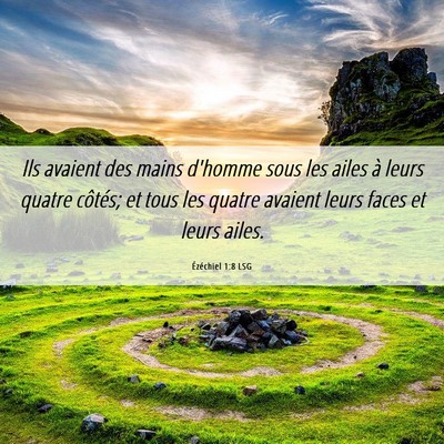 Picture 06 - Ézéchiel 1:8 LSG - Ils avaient des mains d'homme sous les ailes à - Bible Verse Picture