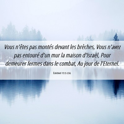 Picture 06 - Ézéchiel 13:5 LSG - Vous n'êtes pas montés devant les brèches, - Bible Verse Picture