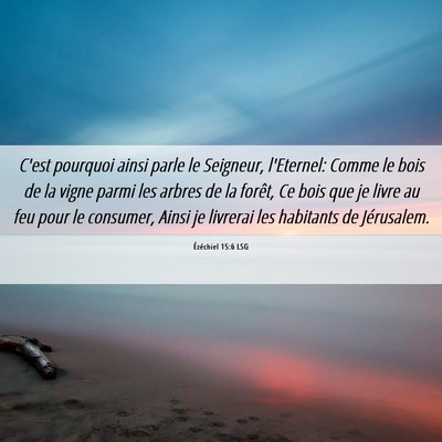 Picture 06 - Ézéchiel 15:6 LSG - C'est pourquoi ainsi parle le Seigneur, - Bible Verse Picture