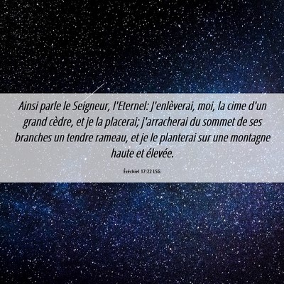 Picture 06 - Ézéchiel 17:22 LSG - Ainsi parle le Seigneur, l'Eternel: J'enlèverai, - Bible Verse Picture