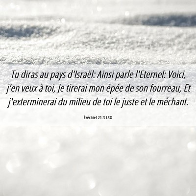 Picture 06 - Ézéchiel 21:3 LSG - Tu diras au pays d'Israël: Ainsi parle - Bible Verse Picture