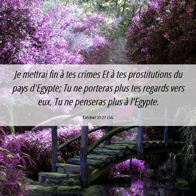 Picture 06 - Ézéchiel 23:27 LSG - Je mettrai fin à tes crimes Et à tes - Bible Verse Picture