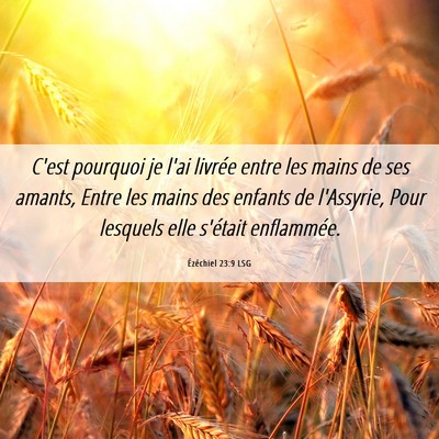 Picture 06 - Ézéchiel 23:9 LSG - C'est pourquoi je l'ai livrée entre les mains de - Bible Verse Picture