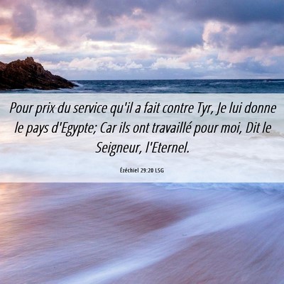 Picture 06 - Ézéchiel 29:20 LSG - Pour prix du service qu'il a fait contre Tyr, Je - Bible Verse Picture