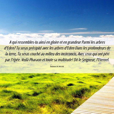 Picture 06 - Ézéchiel 31:18 LSG - A qui ressembles-tu ainsi en gloire et en - Bible Verse Picture