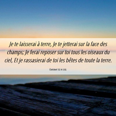 Picture 06 - Ézéchiel 32:4 LSG - Je te laisserai à terre, Je te jetterai sur la - Bible Verse Picture