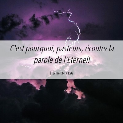 Picture 06 - Ézéchiel 34:7 LSG - C'est pourquoi, pasteurs, écoutez la parole de - Bible Verse Picture