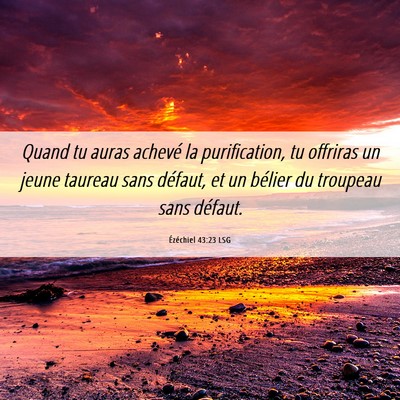 Picture 06 - Ézéchiel 43:23 LSG - Quand tu auras achevé la purification, tu - Bible Verse Picture