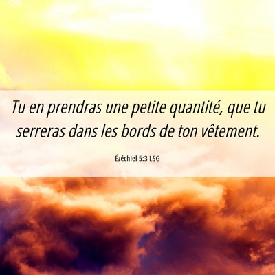 Picture 06 - Ézéchiel 5:3 LSG - Tu en prendras une petite quantité, que tu - Bible Verse Picture