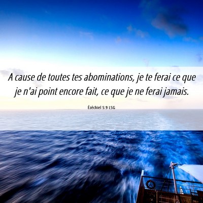 Picture 06 - Ézéchiel 5:9 LSG - A cause de toutes tes abominations, je te ferai - Bible Verse Picture