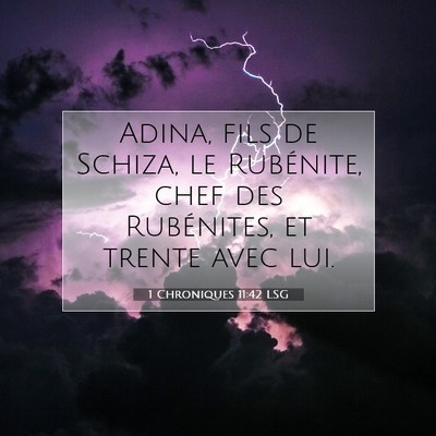 Picture 07 - 1 Chroniques 11:42 LSG - Adina, fils de Schiza, le Rubénite, chef des - Bible Verse Picture