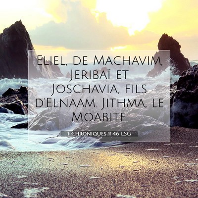 Picture 07 - 1 Chroniques 11:46 LSG - Eliel, de Machavim, Jeribaï et Joschavia, fils - Bible Verse Picture