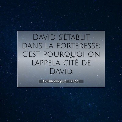 Picture 07 - 1 Chroniques 11:7 LSG - David s'établit dans la forteresse; c'est - Bible Verse Picture