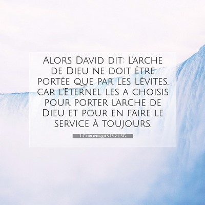 Picture 07 - 1 Chroniques 15:2 LSG - Alors David dit: L'arche de Dieu ne doit être - Bible Verse Picture