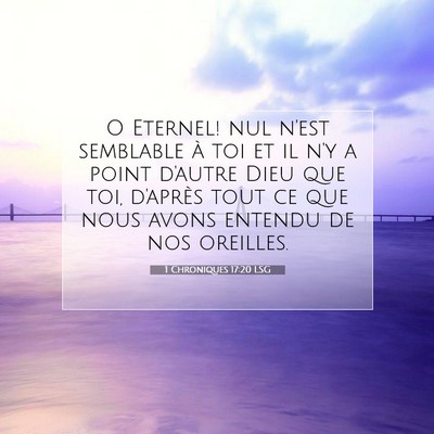 Picture 07 - 1 Chroniques 17:20 LSG - O Eternel! nul n'est semblable à toi et il n'y a - Bible Verse Picture