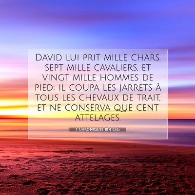 Picture 07 - 1 Chroniques 18:4 LSG - David lui prit mille chars, sept mille cavaliers, - Bible Verse Picture