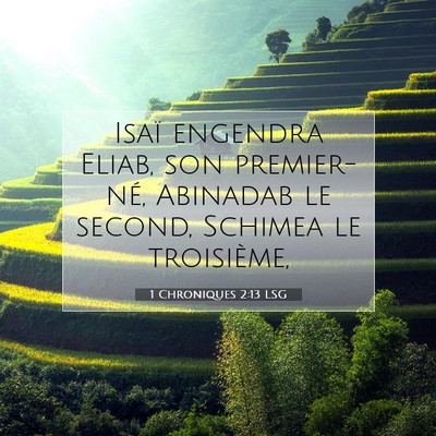 Picture 07 - 1 Chroniques 2:13 LSG - Isaï engendra Eliab, son premier-né, Abinadab - Bible Verse Picture