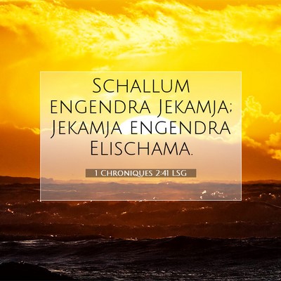 Picture 07 - 1 Chroniques 2:41 LSG - Schallum engendra Jekamja; Jekamja engendra - Bible Verse Picture