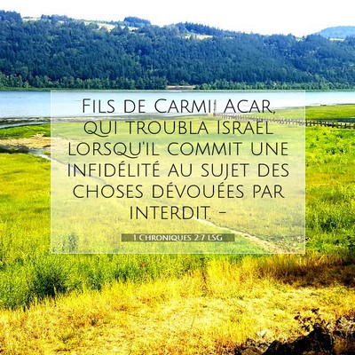 Picture 07 - 1 Chroniques 2:7 LSG - Fils de Carmi: Acar, qui troubla Israël - Bible Verse Picture