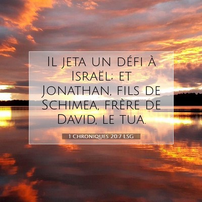 Picture 07 - 1 Chroniques 20:7 LSG - Il jeta un défi à Israël; et Jonathan, fils de - Bible Verse Picture