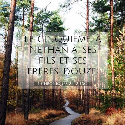 Picture 07 - 1 Chroniques 25:12 LSG - le cinquième, à Nethania, ses fils et ses - Bible Verse Picture