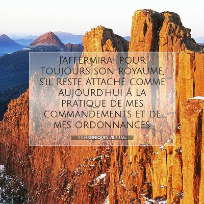 Picture 07 - 1 Chroniques 28:7 LSG - J'affermirai pour toujours son royaume, s'il - Bible Verse Picture