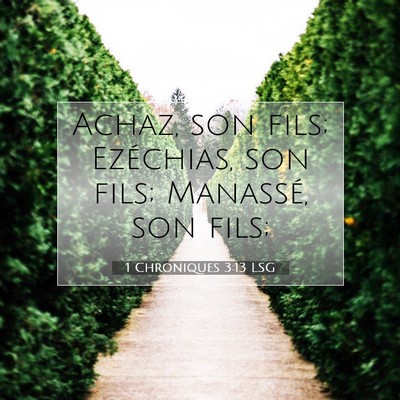 Picture 07 - 1 Chroniques 3:13 LSG - Achaz, son fils; Ezéchias, son fils; Manassé, - Bible Verse Picture