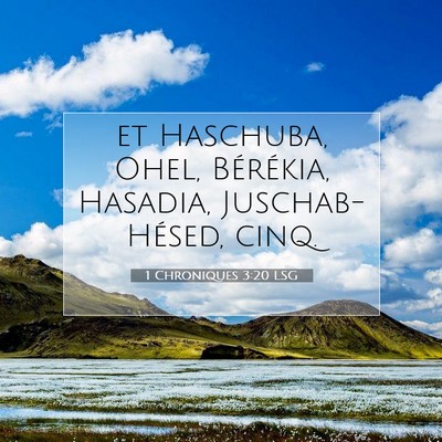 Picture 07 - 1 Chroniques 3:20 LSG - et Haschuba, Ohel, Bérékia, Hasadia, - Bible Verse Picture