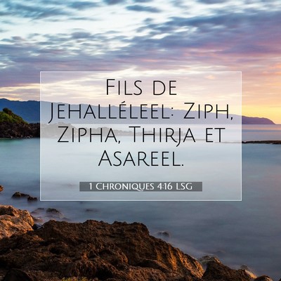 Picture 07 - 1 Chroniques 4:16 LSG - Fils de Jehalléleel: Ziph, Zipha, Thirja et - Bible Verse Picture
