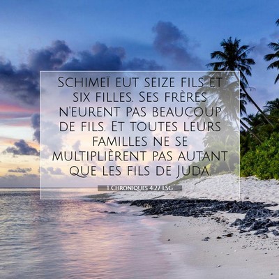 Picture 07 - 1 Chroniques 4:27 LSG - Schimeï eut seize fils et six filles. Ses - Bible Verse Picture