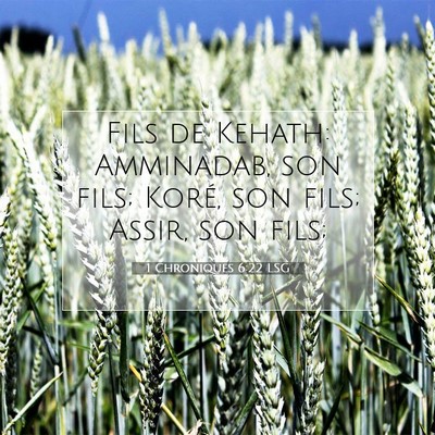 Picture 07 - 1 Chroniques 6:22 LSG - Fils de Kehath: Amminadab, son fils; Koré, son - Bible Verse Picture