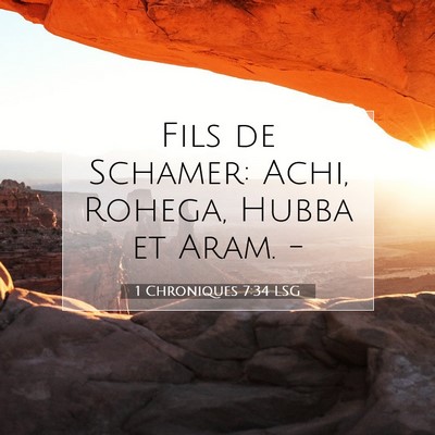 Picture 07 - 1 Chroniques 7:34 LSG - Fils de Schamer: Achi, Rohega, Hubba et Aram. - Bible Verse Picture