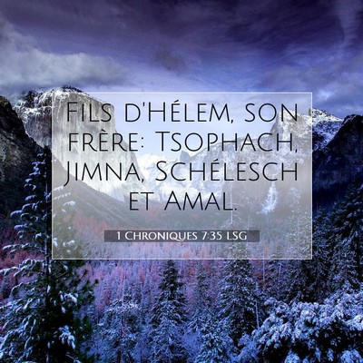 Picture 07 - 1 Chroniques 7:35 LSG - Fils d'Hélem, son frère: Tsophach, Jimna, - Bible Verse Picture