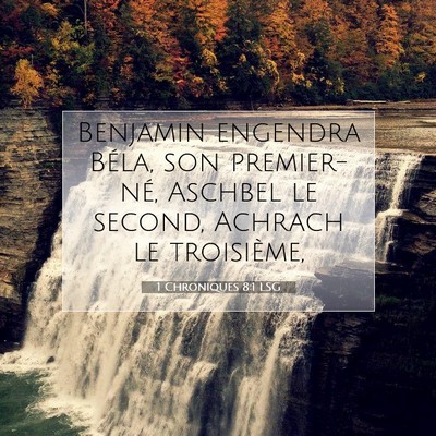 Picture 07 - 1 Chroniques 8:1 LSG - Benjamin engendra Béla, son premier-né, Aschbel - Bible Verse Picture