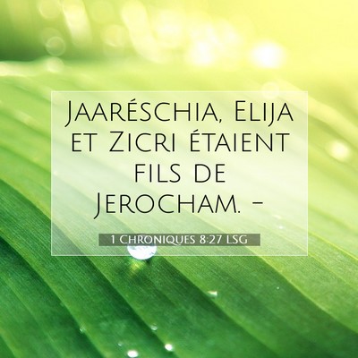 Picture 07 - 1 Chroniques 8:27 LSG - Jaaréschia, Elija et Zicri étaient fils de - Bible Verse Picture