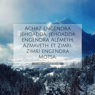Picture 07 - 1 Chroniques 8:36 LSG - Achaz engendra Jehoadda; Jehoadda engendra - Bible Verse Picture