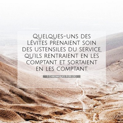 Picture 07 - 1 Chroniques 9:28 LSG - Quelques-uns des Lévites prenaient soin des - Bible Verse Picture