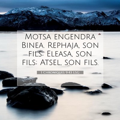 Picture 07 - 1 Chroniques 9:43 LSG - Motsa engendra Binea. Rephaja, son fils; Eleasa, - Bible Verse Picture