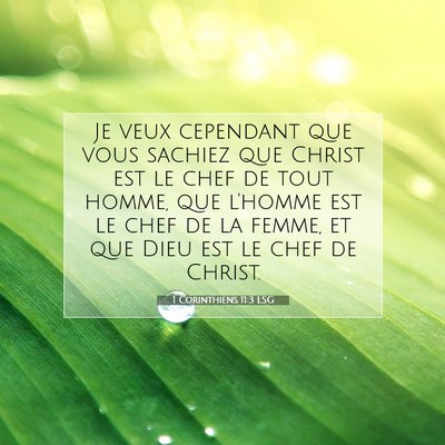 Picture 07 - 1 Corinthiens 11:3 LSG - Je veux cependant que vous sachiez que Christ est - Bible Verse Picture