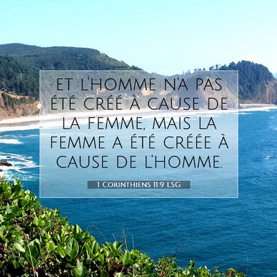 Picture 07 - 1 Corinthiens 11:9 LSG - et l'homme n'a pas été créé à cause de la - Bible Verse Picture