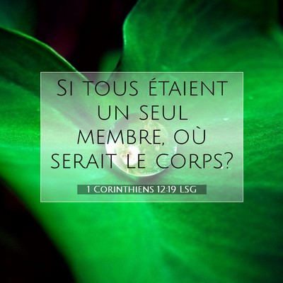 Picture 07 - 1 Corinthiens 12:19 LSG - Si tous étaient un seul membre, où serait le - Bible Verse Picture