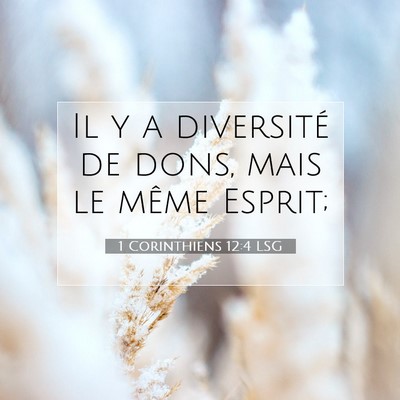 Picture 07 - 1 Corinthiens 12:4 LSG - Il y a diversité de dons, mais le même - Bible Verse Picture