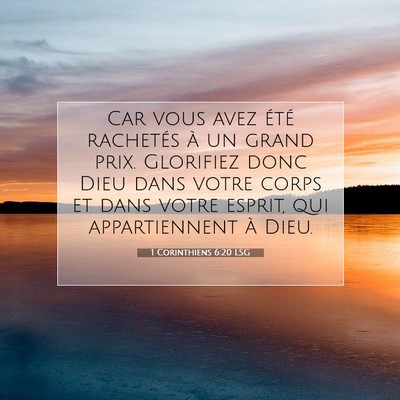 Picture 07 - 1 Corinthiens 6:20 LSG - Car vous avez été rachetés à un grand prix. - Bible Verse Picture