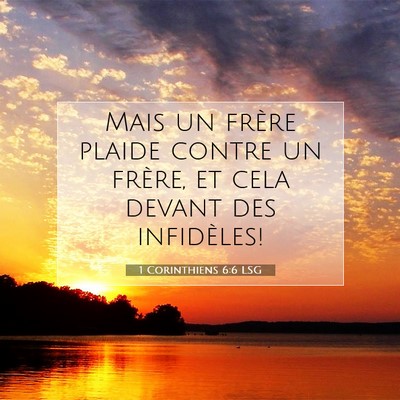Picture 07 - 1 Corinthiens 6:6 LSG - Mais un frère plaide contre un frère, et cela - Bible Verse Picture